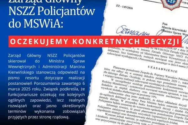 NSZZ Policjantów ostrzega: brak konkretów z MSWiA oznacza powrót ogólnokrajowego protestu