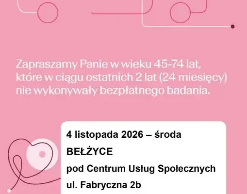 Bezpłatna mammografia w Bełżycach – 4 listopada 2026
