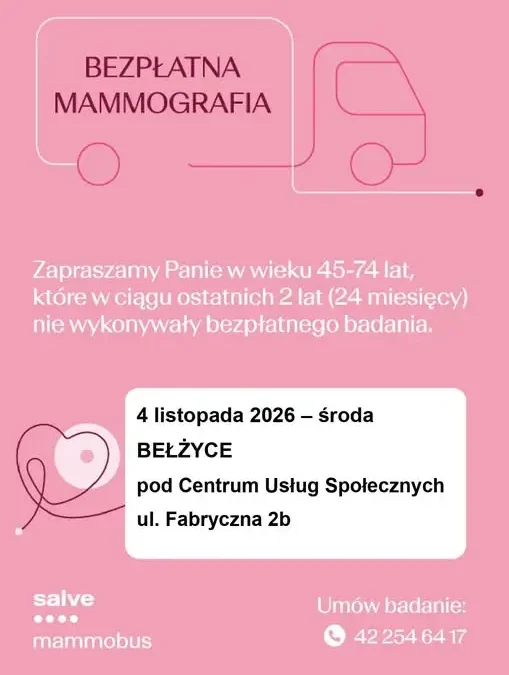Bezpłatna mammografia w Bełżycach – 4 listopada 2026