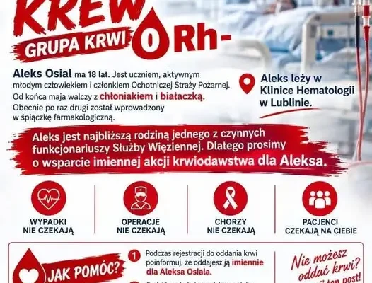 Zbiórka krwi dla druha Aleksa Osiala – włącz się w pomoc