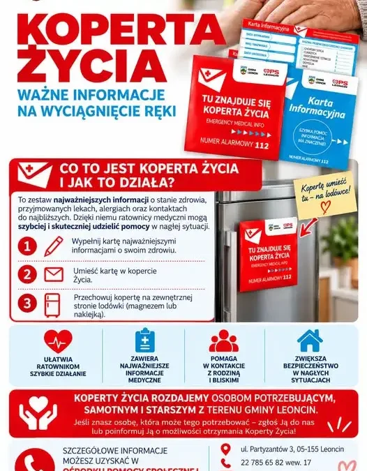 Koperta Życia dla potrzebujących z Gminy Leoncin – OPS prowadzi akcję