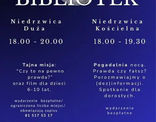 Noc Bibliotek w Gminie Niedrzwica Duża – wieczór pełen zagadek i tajemnic