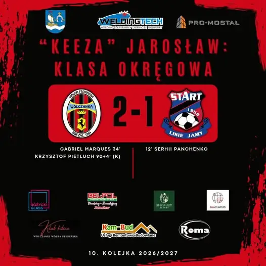 Wólczanka przełamuje złą passę! Ważne zwycięstwo 2:1 nad Startem Lisie Jamy