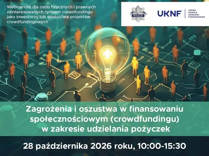 KNF ostrzega przed oszustwami w crowdfundingu – bezpłatne webinarium już 28 października