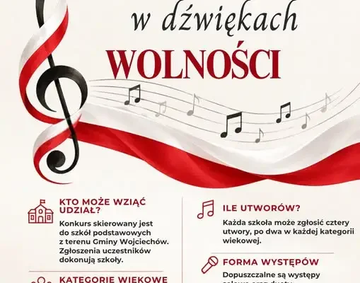 Konkurs piosenki „Polska w Dźwiękach Wolności” w Wojciechowie – zaproszenie dla szkół