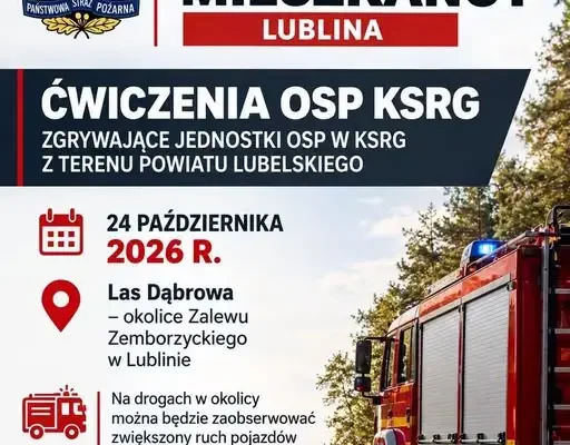 Ćwiczenia strażaków ochotników w Lesie Dąbrowa – utrudnienia w ruchu
