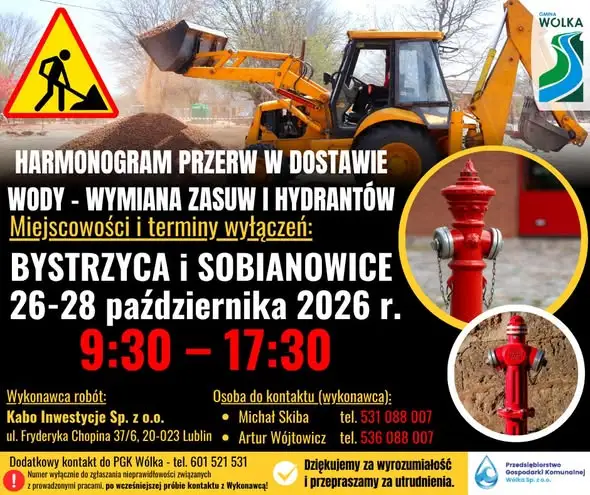 Przerwa w dostawie wody w Bystrzycy i Sobianowicach – 26-28 października