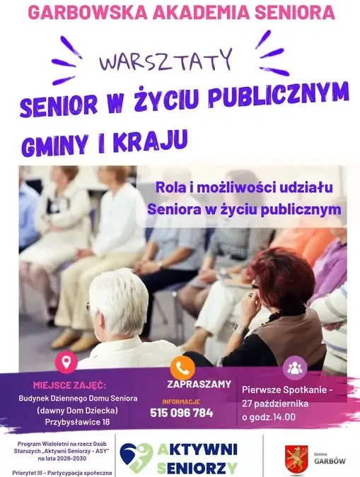 Warsztaty „Senior w życiu publicznym” – 27 października w ramach programu Aktywni Seniorzy