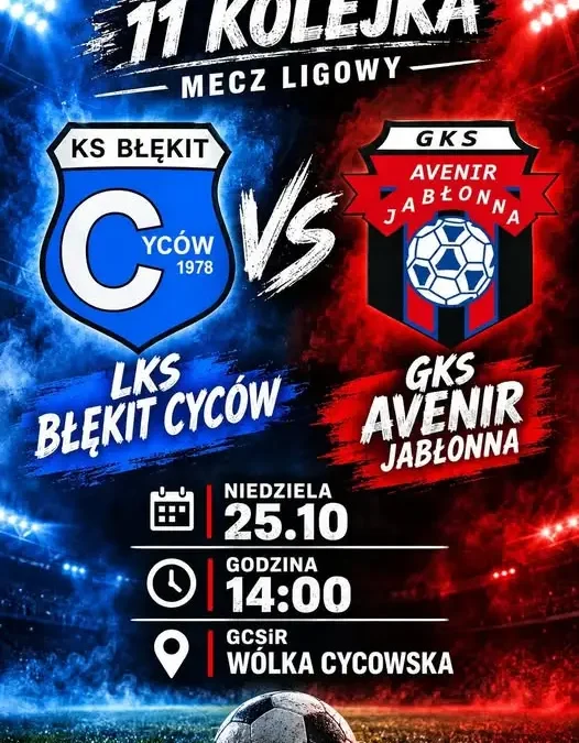 GKS Avenir Jabłonna zagra na wyjeździe z LKS Błękit Cyców w 11. kolejce