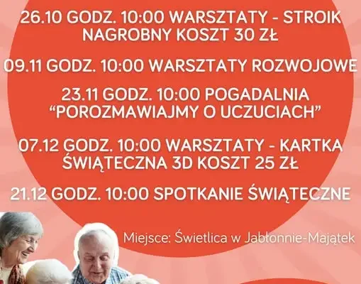 Jabłonna: cykl spotkań dla seniorów z warsztatami i świątecznym finałem