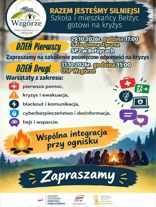 Bełżyce: szkolenia i warsztaty o odporności na kryzysy już pod koniec października