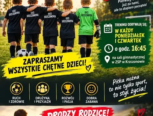 KKS Krzczonovia Krzczonów zaprasza dzieci z roczników 2019 i 2020 na treningi piłkarskie