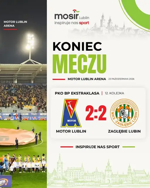 Motor Lublin odrobił dwubramkową stratę i zremisował z Zagłębiem Lubin 2:2