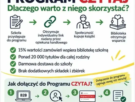 Biblioteka szkolna w Wysokiem zachęca do udziału w akcji CZYTAJ – 15% na książki