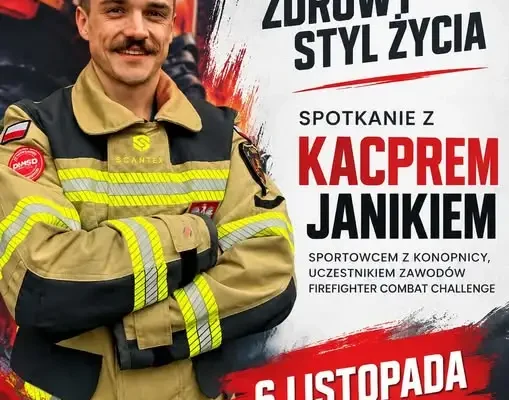 Konopnica: spotkanie z Kacprem Janikiem, uczestnikiem Firefighter Combat Challenge