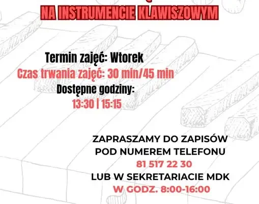 MDK zaprasza dzieci i młodzież na lekcje gry na instrumencie klawiszowym