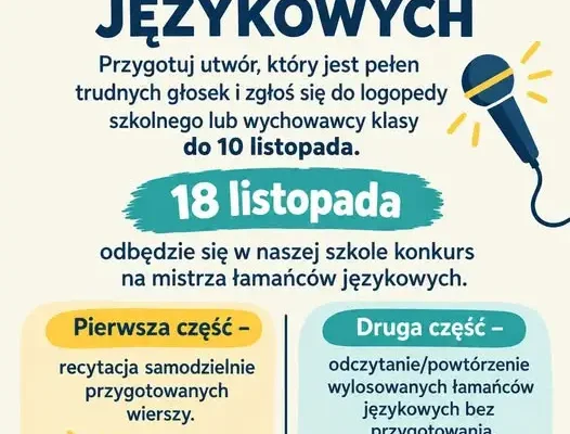 Konkurs na mistrza łamańców językowych w szkole podstawowej – zgłoszenia do 10 listopada