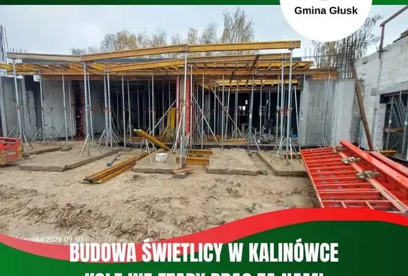 Świetlica w Kalinówce rośnie w oczach – strop już na horyzoncie