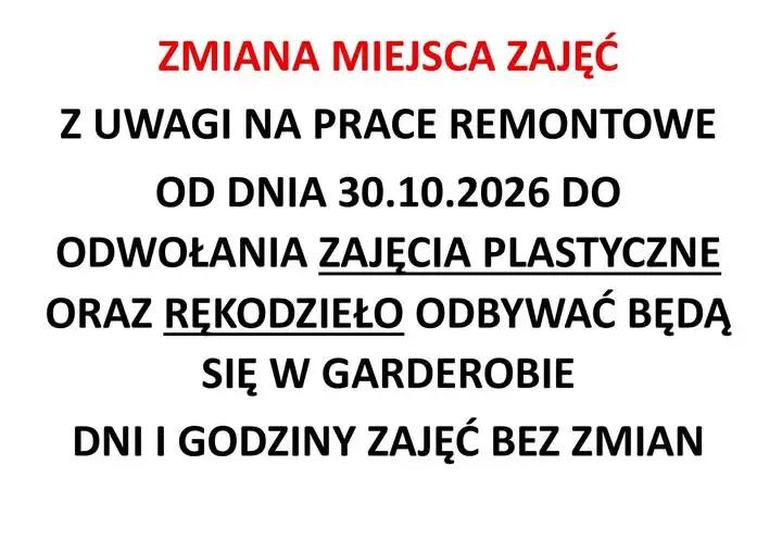 Bychawa: zajęcia plastyczne i rękodzieło przeniesione do garderoby